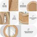 Round Rattan Mirror 30" Circle Wall Mirror Farmhouse Wooden Vanity Mirror
