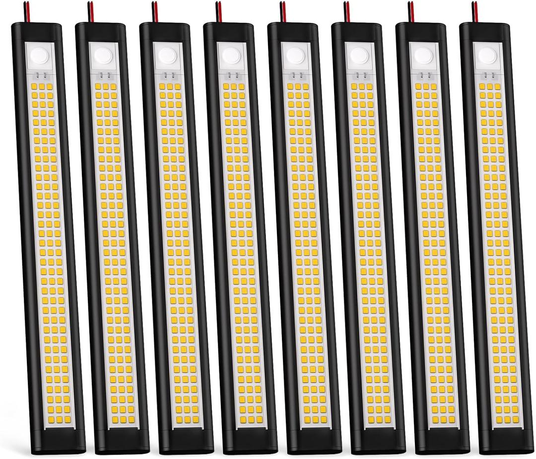 12V LED Light, Enclosed Trailer Light, 12 Volt Lights, 12v LED Lighting for RV Interior, Strip Lights for Trailer, Cargo, Truck, Van, Shed, RV(8Pack, 4000K, Black)