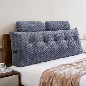 Wedge Headboard Pillow Queen- Bed Wedge Pillow for Headboard Triangular Headboard Pillow with Neck Roll Pillow-Large Bolster for Sitting in Bed Backrest Positioning Support (Grey,59x8x20 Inches)