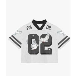 COZYEASE Men's Y2K Mesh V Neck Jersey Shirts Half Sleeve Striped Number Graphic Tees Sports Tops, Medium, White