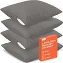 Ultra Soft Pillow Protectors with Zipper Standard Size - Set of 4 Breathable Pillow Covers - 100% Protection Against Stains, Dust & Dirt - Machine Washable (Gray)