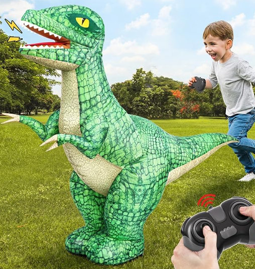 Remote Control Inflatable Dinosaur Toy for Kids,Electric Toy Dinosaur with 360°Rotation,Forward & Backward,Rechargeable Walking Dinosaur Toy for Boys Kids Age 6-8 8-12 Birthday Gifts