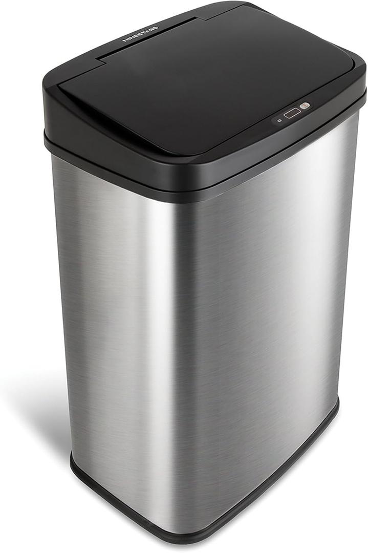 Ninestars DZT-50-28 Automatic Touchless Motion Sensor Rectangular Trash Can, 13 Gal
