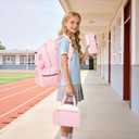 Backpack for Girls,3Pcs Elementary Kids School Bag,Middle Students Teen Girls Backpack,Kawaii Book bag ages 6-12 Pink White