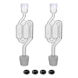 Bubble Airlock Set, 2 Airlocks for Fermenting, 2 Drilling #6 Stoppers and 4 Airlock Grommets, Used for Brewing Wine, Beer, Sauerkraut, Pickles, Etc. Fermentation Bubbler Airlock