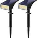 Koicaxy Solar Lights Outdoor Waterproof 2 Pack IP65, 100 LEDs 4 Light Modes, Higher Charging Efficiency, Auto On/Off Solar Landscape Spotlights for Garden Decor Yard Pathway Patio - Cool White