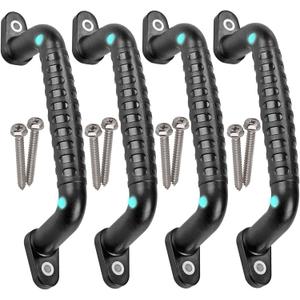4 Safety Playground Luminous Handles, Swing Set Kids Safety Hand Grips for Playset, Climbing Frame, Play House, Playroom Ladder, Door, Bunk Bed (Black)