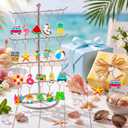 Equsion 100 Pcs Summer Keychains Bulk, 20 Styles, Hawaiian Party Favors | Tropical Flamingo Pineapple Beach Acrylic Keychain Gifts Cute Hawaiian Keyring for Summer Pool Beach Sea Luau Birthday Party