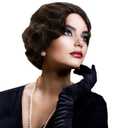 Short Dark Brown 1920s Wig for Women Gatsby roaring 20s Finger Wave Party Synthetic Full Vintage Wigs for Womens Lady Cosplay Costume Fancy Dress 1920 Flapper Wig