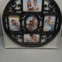 MKUN 2Pack of 4x6 Wall Photo Collage Frames - Round Circular Circle Wall Hanging Picture Collage Frame with Leaf Decoration, 5- Opening (Black)
