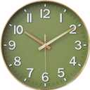 HZDHCLH Wall Clocks Battery Operated,Wall Clock Green Gold,12 inch Wall Clock Silent Non Ticking Modern 3D Numbers for Kitchen Bedroom Living Room Office Classroom Decor