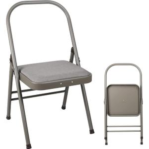 Yoga Auxiliary Chair Backless Yoga Chair Portable Folding Yoga Chair with Non-Slip Feet Covers for Flexibility and Strength Training (Grey)