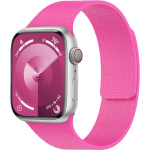 Magnetic Silicone Band Compatible with Apple Watch Band 38mm 40mm 41mm 42mm 44mm 45mm 46mm 49mm Women Men, Soft Waterproof Sport Strap for iWatch Series 11 10 9 8 7 6 5 4 3 2 1 SE Ultra (Hot Pink)