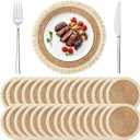 30PCS 14 Inch Woven Charger Plates with Tassel Bulk Set