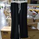Women's sweatpants with wide leg opening, Size L, BLack