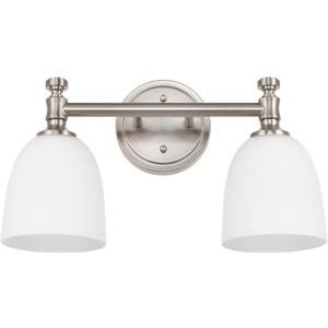 Bathroom Light Fixtures, Brushed Nickel 2-Light Bathroom Vanity Light Fixtures Over Mirror, Vintage Vanity Lights for Bathroom Living Room, Milk White Glass Shades , Standard E26 Base, Brushed Nickel