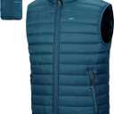 33,000ft Men's Lightweight Packable Insulated Puffer Vest Outerwear, Warm Winter Sleeveless Jacket for Golf Running, Size: L