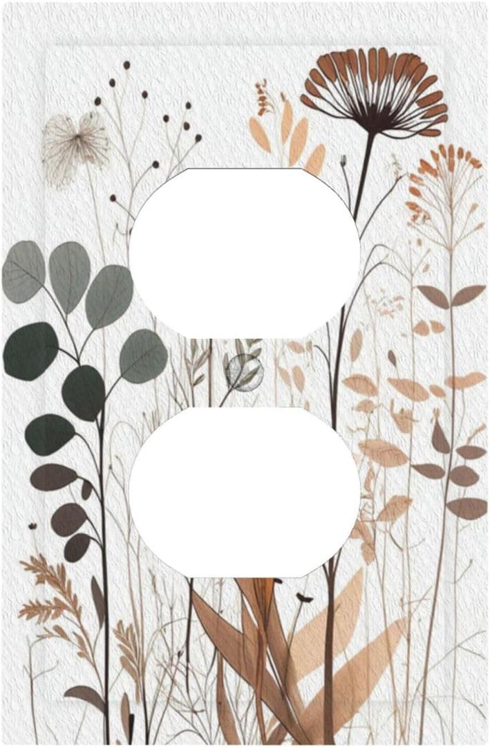 Decorative Outlet Covers Modern Minimalist Floral Boho Wildflowers 1 Gang Duplex Light Switch Cover Plate Unique Wall Plate Electrical Switch Plate Covers for Bedroom Home Decor