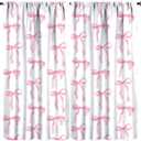 Pink Bow Curtains, Watercolor Cute Girls Pink Bow Modern Aesthetic Print Window Treatments for Kids Girl Bedroom Bathroom, 42x45in (No Blackout)