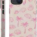DAIZAG Case Compatible with for iPhone 15, Pink Seashells Palm Trees Beach Phone Case for iPhone 15 for Girl Women Boy Men