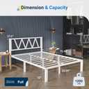 Avenco 14 Inch Full Size Bed Frame with Headboard, White Metal Platform Bed Frame, Full Bed Frame No Box Spring Needed, Easy Assembly, Heavy Duty Slats Support