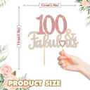 100 & Fabulous Gold & Pink Rhinestone Cake Topper - Happy 100th Birthday Cheers to 100 Years Old Bday Party Metal Sparkly Food Centerpieces Topper Decorations Keepsake.