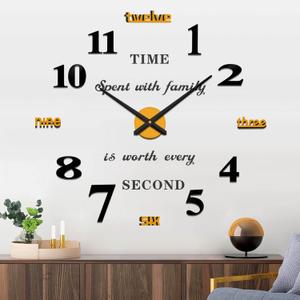 VANGOLD Giant Wall Clock for Living Room Decor, Decorative Wall Clocks Battery Operated (Gold Wall Decor)