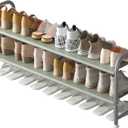 Shoe Rack 2 Tier Long Storage Organizer Wide Metal Shoe Shelf for Closet Entryway Grey