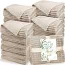 Buryeah 24 Pcs Wedding Flannel Fleece Throw Blanket Bulk with Thank You Card and Ribbon, 50 x 60 in Oeko-TEX Standard 100 Certified Blankets Outdoor Wedding, Guest Party Souvenirs (Khaki)