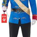 Morph Prince Charming Costume for Men  Royal Jacket, Sash & Belt  Adult Prince Halloween Costume For Men, Parties & Events (Large)