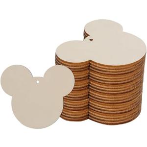 Wood Mouse Ornaments for Crafts 40Pcs Unfinished Wooden DIY Birthday Decorations Cute Party Favors Supplies Christmas Memorial Day Handmade Gift Pumpkin Blank Wood Planks - 40 Pack