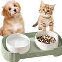 Ceramic Elevated Cat Bowls 16 Tilted, Raised Stand with Food and Water Bowls Set for Cat and Small Dogs, Spill Proof & Prevent Vomiting Pet Feeding Station, Whisker Friendly Bowl