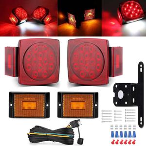 LIMICAR LED Trailer Light Kit - Stop Turn Tail & Side Marker Lights with 25FT Braided Wire Harness, Waterproof 12V Trailer Lights for Boat Utility Camper RV Trucks, Fits Trailers Under 80 Inches
