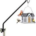 Kingsyard Heavy Duty Deck Hook, 27"-39" Adjustable Metal Deck Railing Hooks for Hanging Bird Feeders, Planters, Suet Baskets, Lanterns, Wind Chimes, Clamp Mounted (Clamp Mounted)