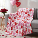 Valentine Flannel Blanket Throw, Pink Hearts with Words Soft Fuzzy Plush Cozy Fleece Blankets for Couch Sofa Bed Lounging, Ideal Gifts for Kids Adults Wife Self, 50x60