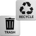 Sutter Signs Trash and Recycle Signs | Large Silver Metal Finish Plastic Plaques with Strong Adhesive Sticker Backing for Kitchen Garbage Cans & Recycling Bins, 5.5" x 5.5"