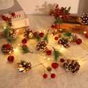 Christmas Decorations Indoor-10FT Enchanting Christmas Garland with 30 LED Lights Battery Operated-Realistic Red Berries & Pine Cones Decor for Tree, Fireplace Mantel, Indoor Holiday Home Decor