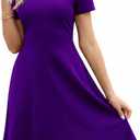 Women's Elegant Vintage Summer Casual Dresses 2026 Floral Print Work Party A-Line Dress with Pockets 262 (L)
