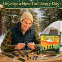 Survival Kit Tool Advent Calendar 2025 Adult Men, 24 Days Countdown to Christmas Calendar with Outdoor Gadgets Xmas Countdown Gifts for Teen Boys Husband Son