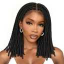 FAVE 14 Full Lace Dreadlock Wig Soft Faux Locs Wig with Baby Hair Synthetic Goddess Locs Braided Wigs for Black Women Natural Black Braided Wig for Daily Use Big Head Friendly
