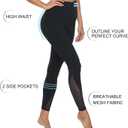 AFITNE Womens High Waist Mesh Yoga Leggings with Side Pockets, Tummy Control Workout Squat-Proof Yoga Pants (Black)