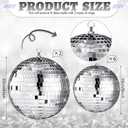 Haull 8 Pcs Large Disco Ball Set Silver Mirror Disco Reflective Ball with Hanging Ring Party Ornament Decoration for Stage Club Ballroom Dance Hall Wedding Prom Props(8'', 6'')