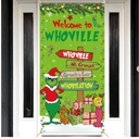 Sunwer Welcome Xmas Door Cover Green Elf Christmas Winter Holiday Party Decoration Front Porch Sign Backdrop Banner for Home Indoor Outdoor Decor