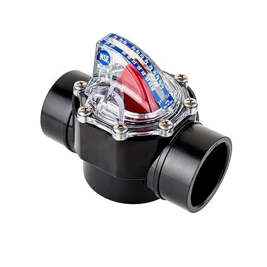 FV-C Control FlowVis 2 x 2.5in. Complete Pool Flow Meter and Check Valve Black