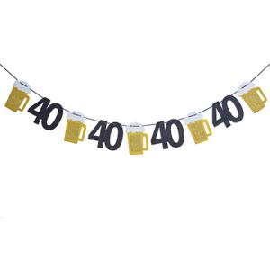 Beer birthday Glitter Banner, Beer Garland - Cheers to 40 Years Banner, 40th Birthday Banner - 40th birthday Decor