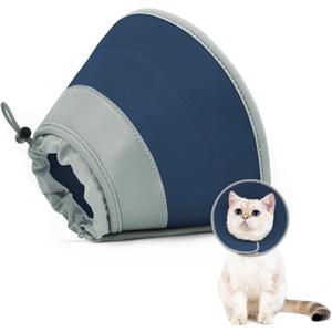 Cat Cone Collar Soft to Stop Licking, Adjustable, Foldable Lightweight Kitten Cones After Surgery Recovery for Cats & Kittens, Cat Cone Alternative (Solid Blue, S(Neck Girth:5"-9"))