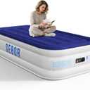 Sebor Air Mattress Twin with Built-in Pump 18", Comfortable Self-Inflating Air Mattress with High-Speed Pump, Durable Blow Up Mattress Twin with Storage Bag for Guests, Camping, Travel (Blue White)