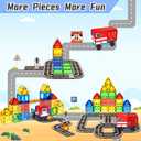 Magnetic Tiles Road Car Set, Toddler Magnetic Building Blocks Toys for 3 4 5 6 7 Year Old Boys Girls, Kids Montessori STEM Sensory Preschool Classroom Educational Learning Games Easter Birthday Gifts (Multicolor8)