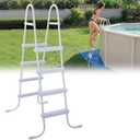 Threlaco 52 Inch Above Ground Pool Ladder 4 Step Steel Frame Swimming Pool Entry Exit Ladder Non Slip Metal Frame Steps, Weight Capacity 300lbs(White)