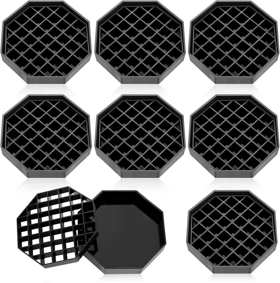 Suclain 8 Pcs Coffee Drip Tray Black Plastic Octagon Coffee Drip Tray with Honeycomb Grid Easy to Clean for Tea Wine (4 Inch)